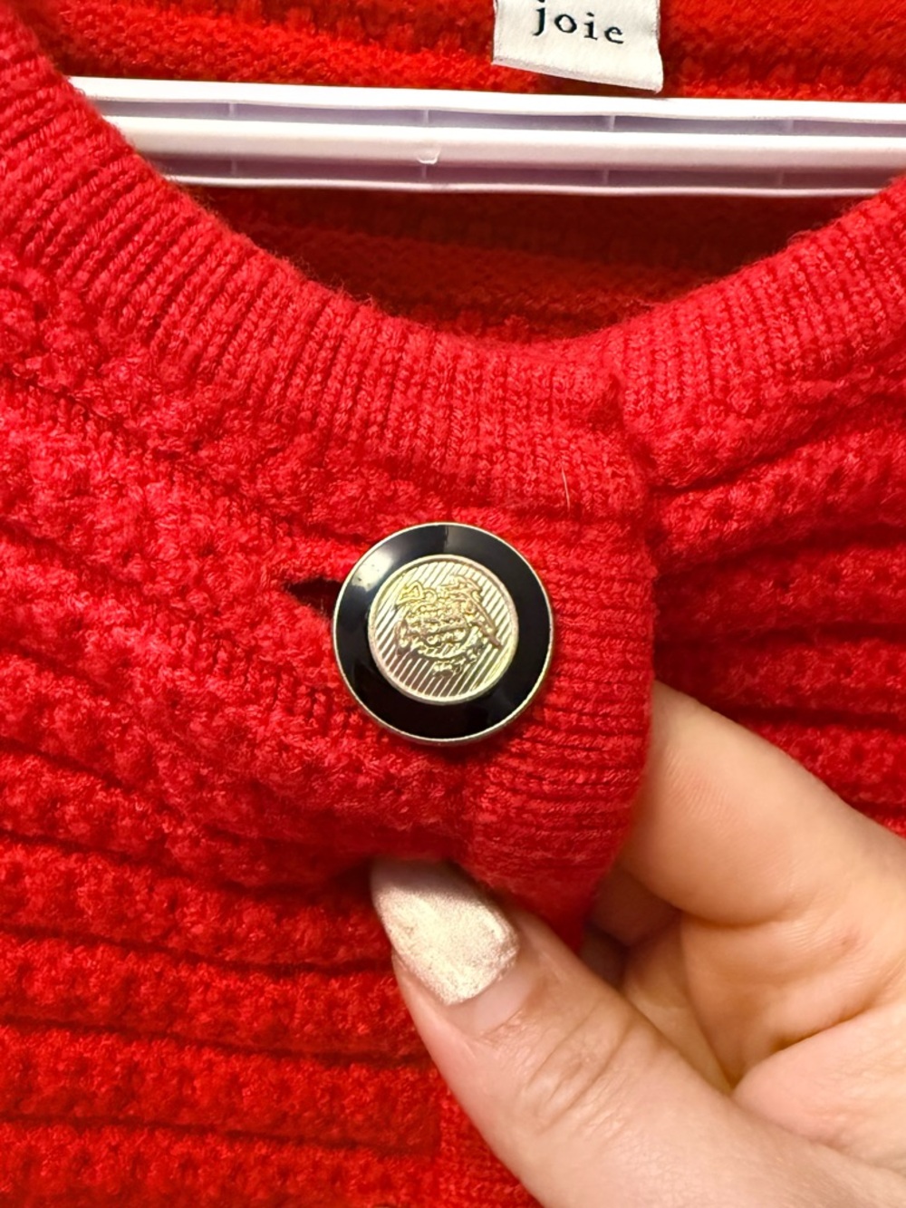 Joie Red Ribbed Button-Front Cardigan - Picture 3 of 5
